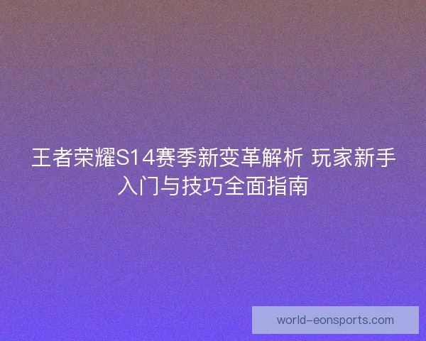王者荣耀S14赛季新变革解析 玩家新手入门与技巧全面指南