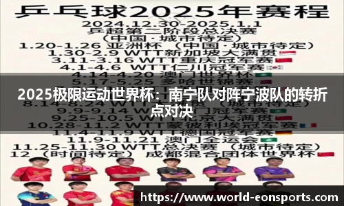 2025极限运动世界杯：南宁队对阵宁波队的转折点对决